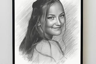 draw your personal and unique pencil portrait art sketch