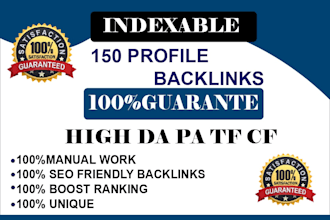 create 150 indexable social media profile creation backlinks