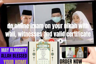 be your expert online nikah imam and I will provide, wali, witnesses for sunnah