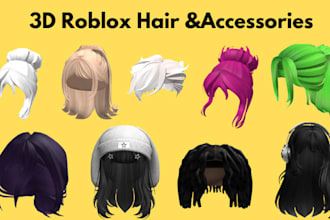 design a stylized ugc roblox hair and ugc roblox accessories