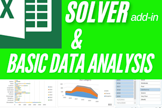 help do excel  data analysis reports using excel solver