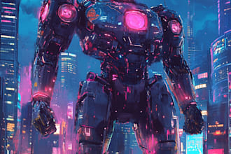 create a unique mecha robot illustration