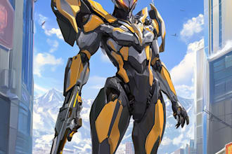 create a robots and concept art of futuristic mecha