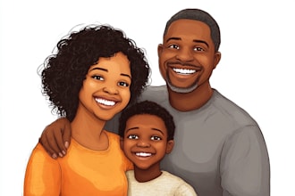 draw family or group portrait illustration from photo