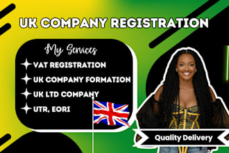 handle UK ltd company registration, vat, utr, eori, and company formation