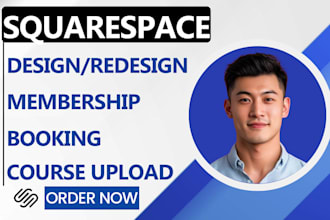 design squarespace booking website setup membership course content upload gelato
