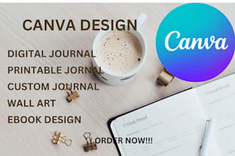 do printable planner, canva design, wall art, trackers, journal, notion template