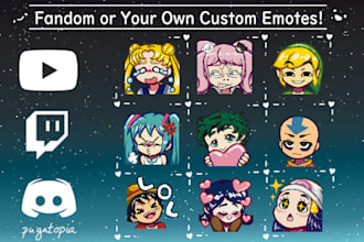 create cute and funny emotes and icons in a pixel art style