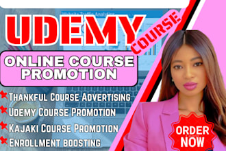 do udemy online course promotion, thinkific, kajabi, teachable course promotion