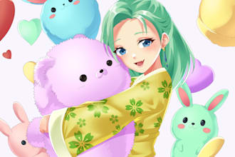 draw anime character art illustration for vtuber, oc, fanart, pfp