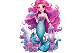 design high quality mermaid mascot logo with unlimited revision