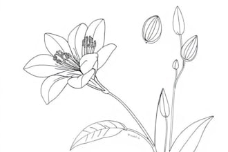 draw botanical and flower one line art illustration