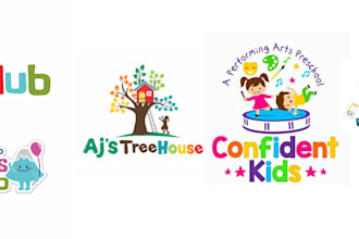 design creative child care day care home care and kids logo