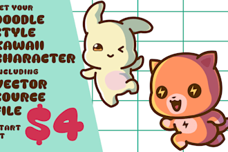 create kawaii art with various level of cuteness with vector