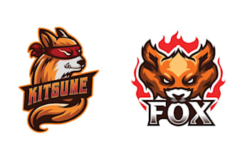 create amazing esport fox mascot kitsune logo