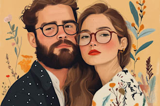 create amazing couple portrait illustration from your photo