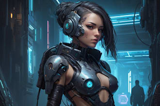 design stunning sci fi, cyberpunk, portrait art