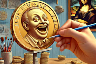 create freehand digital sketch, funny meme coin art for you