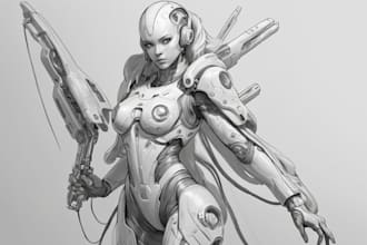 maka a sci fi character and sci fi art