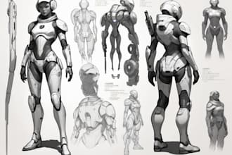 create sci fi character art and sci fi art, or concept art