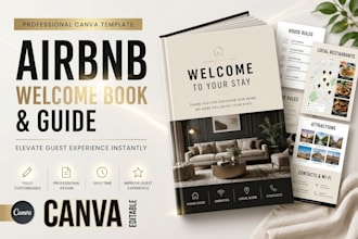 design a modern airbnb welcome book and guest guide