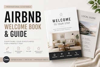 design a professional airbnb welcome book and guide