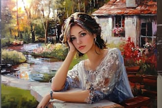 paint landscape in real oil painting