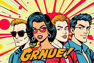 draw pop art in retro comic style