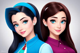 draw a unique portrait in disney cartoon style
