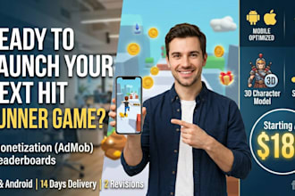 develop a custom 3d mobile runner game in unity