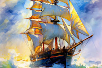 draw digital oil painting ship or any photo