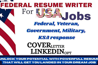 deliver ats federal resume writng service, ksa, ecqs, mtqs, ptqs for usajobs