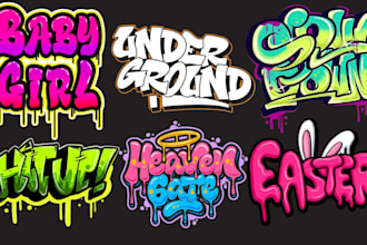 create urban graffiti tags, unique handstyle lettering and font logo