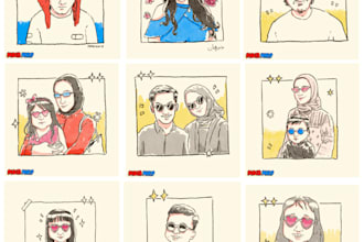 do professional illustration face potrait for gift