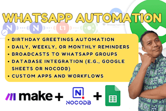 help you set up whatsapp automation using make com and API