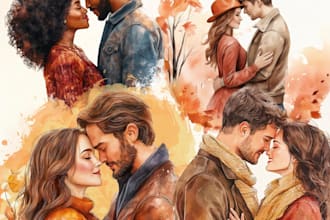 paint realistic digital oil paint family portrait, couple drawings