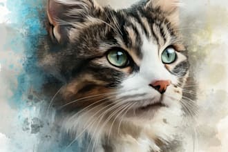 create your cat, dog, your pet into disney cartoon portrait