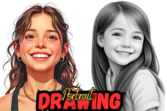 draw carton portrait drawing, digital painting illustration sketch avatar vector