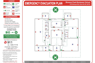 design fire emergency evacuation plan, map, diagram
