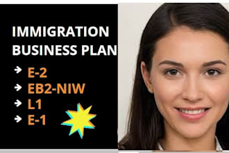 write USA immigration business plan for eb2 nlw, e2, l1 visa