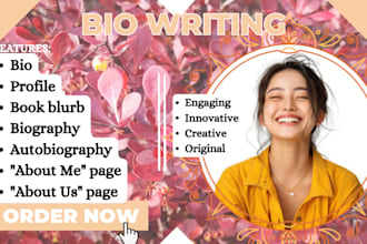 write your bio about me page author bio book blurb autobiography biography book