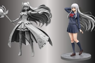 3d anime figure, diorama anime figure 3d character model, 3d toy, figurine