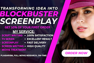 write blockbuster movie script, screenplay, screenwriting feature film, short