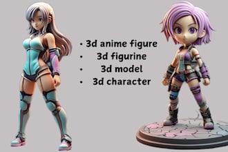 model 3d anime figure,figurine,3d character model 3d toy, diorama anime figure,