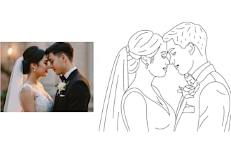 create a custom minimalist line art family portrait