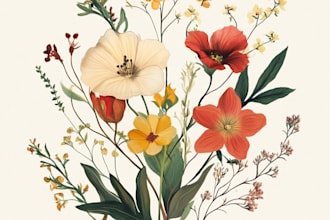 make a botanical illustrations of flowers art
