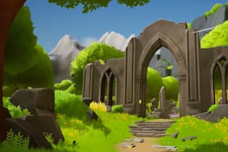 3d environment artist, fantastical landscape, game map, 3d rendering in unity ue