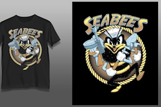 create a custom vintage seabees military logo design