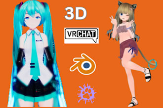 make 3d vrchat avatar for vrc or vtubing 3d anime or furry VR chat avatar