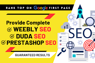 do complete weebly, duda, prestashop website seo for google top ranking